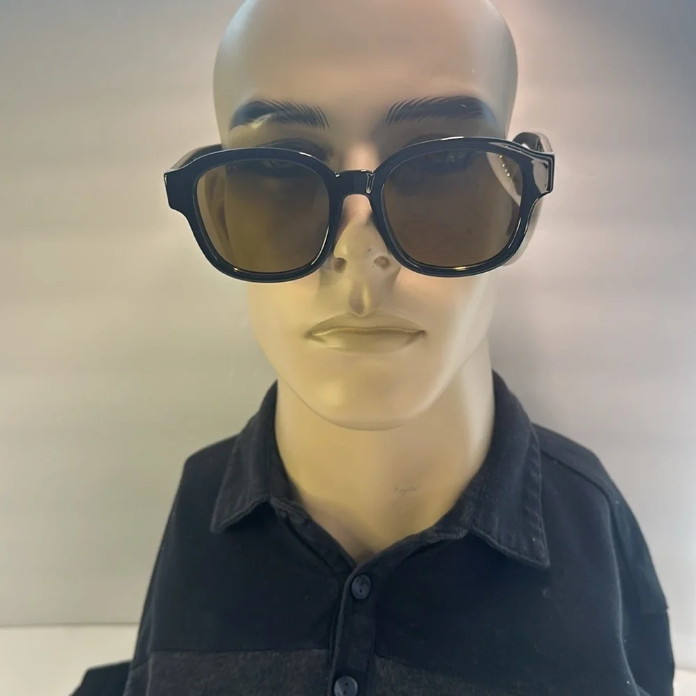 New - GUCCI GG1140SK-003 Unisex Classic Designer Sunglasses in Black & Gold/Br…